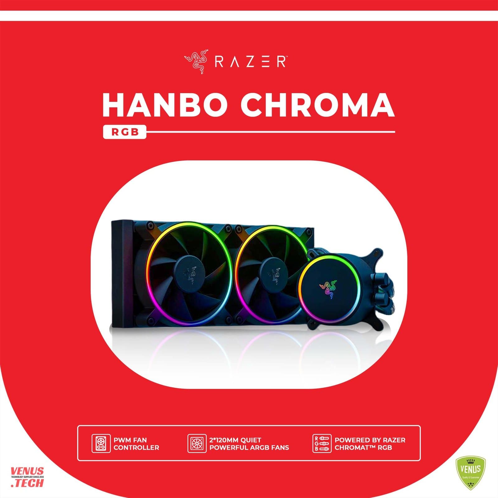 Razer Hanbo Chroma RGB AIO Liquid Cooler 240MM (aRGB Pump Cap)