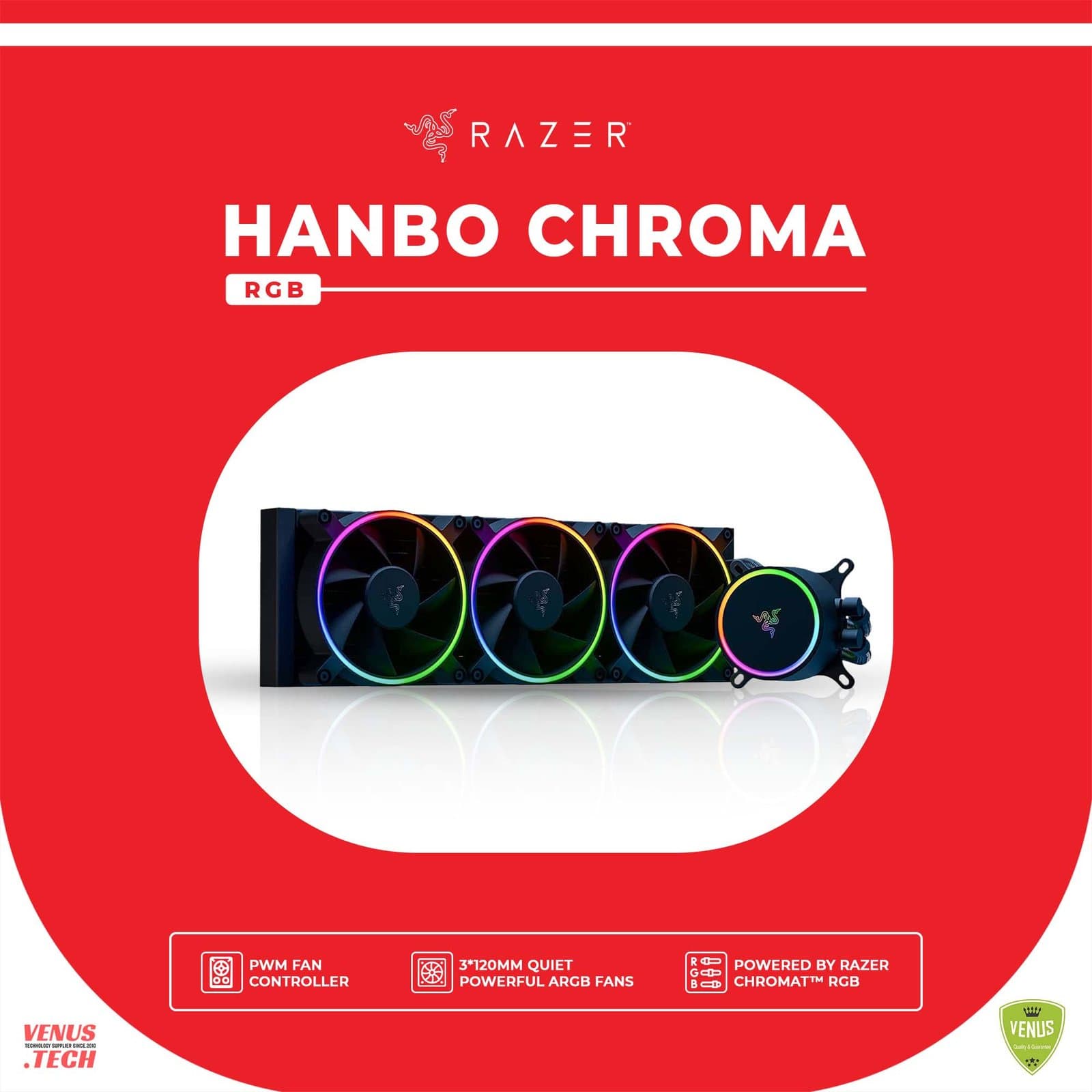Razer Hanbo Chroma RGB AIO Liquid Cooler 360MM (aRGB Pump Cap)