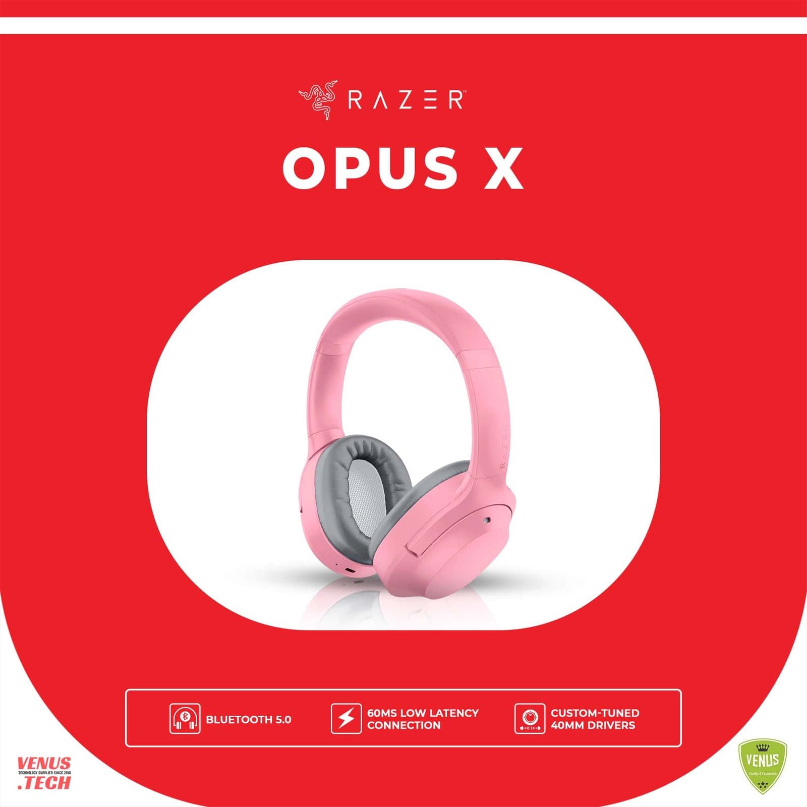 Razer Opus X – Quartz – Active Noise Cancellation Gaming Wireless Headset – RZ04-03760300-R3M1