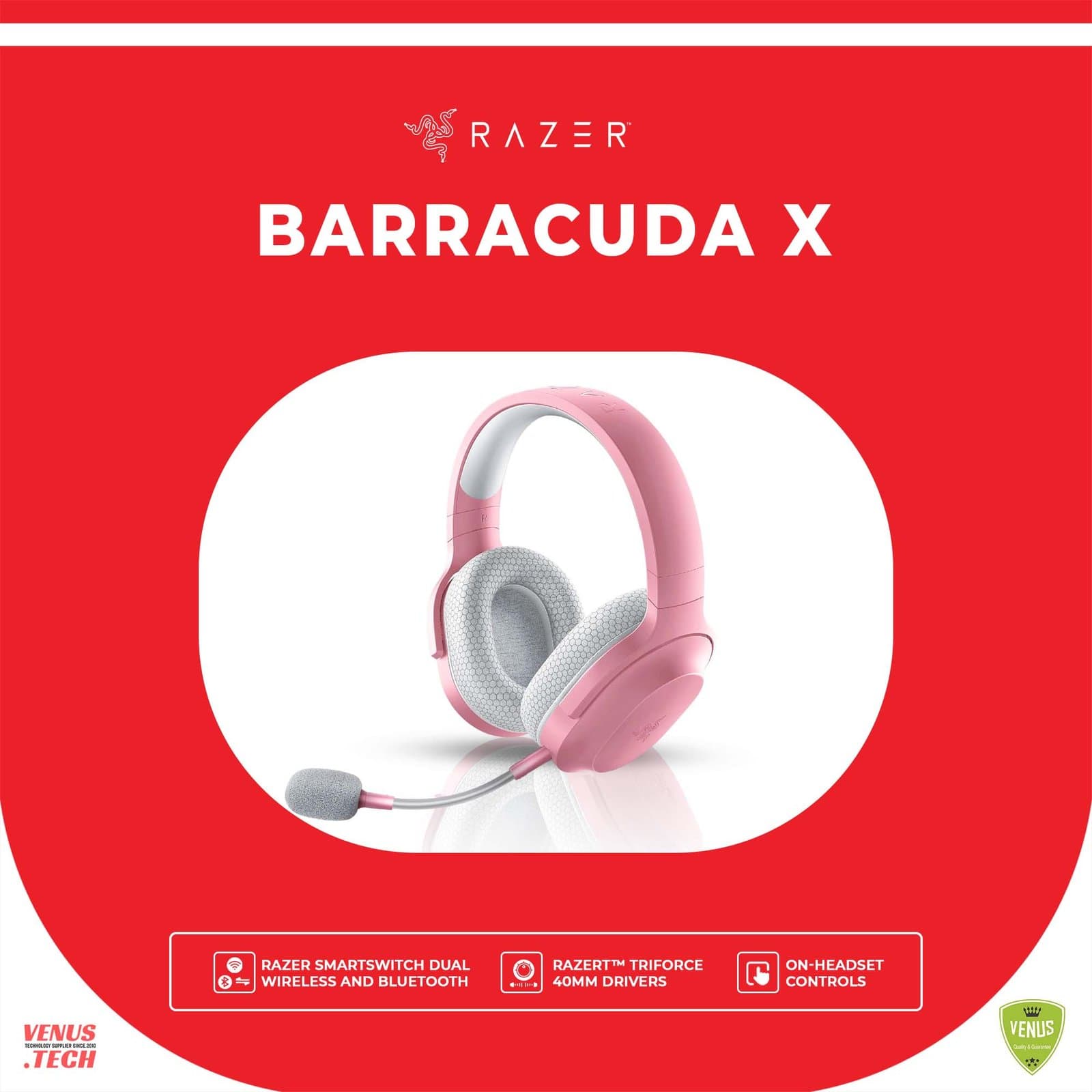 Razer Barracuda X (2022) – Wireless Multi-Platform Gaming and Mobile Headset – Quartz Pink – FRML Packaging RZ04-04430300-R3M1