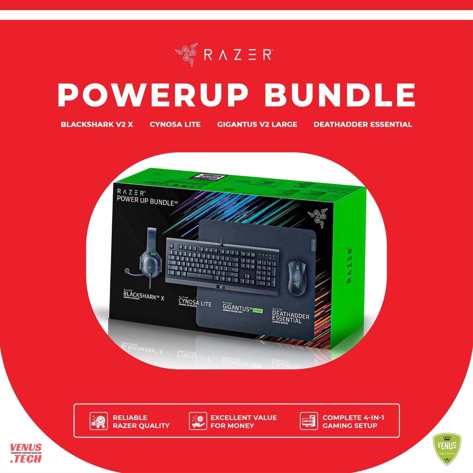 RAZER POWERUP BUNDLE V2-US (H/S, MAT, MSE, KB)