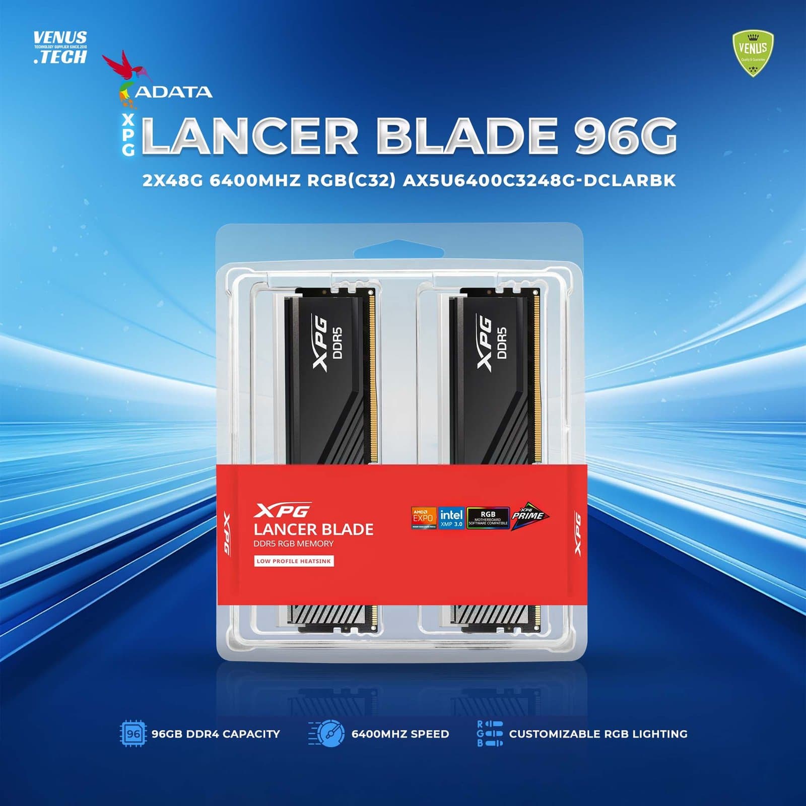 XPG Lancer Blade 96G 2x48G 6400Mhz RGB(C32)
