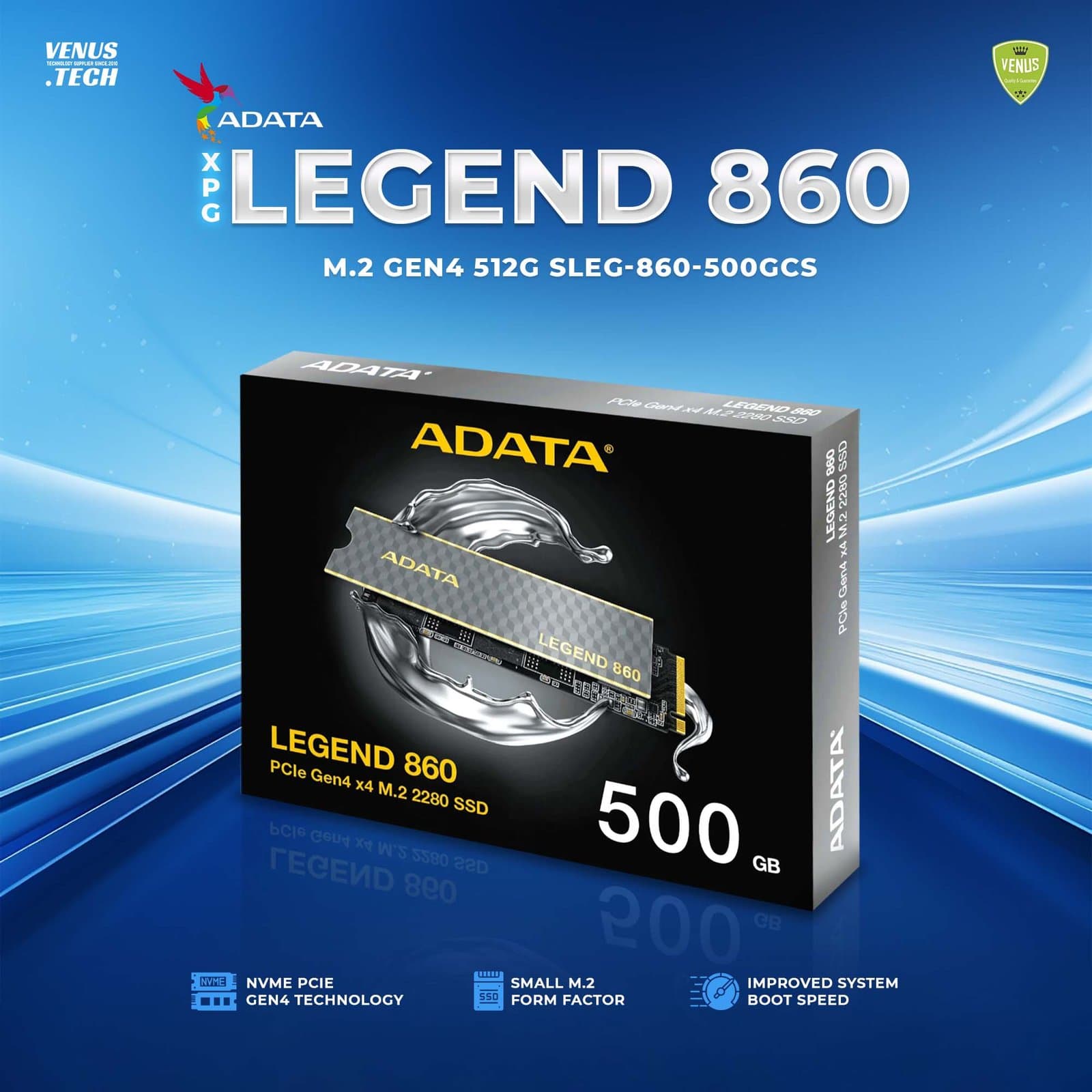 ADATA XPG Legend 860 500GB NVMe Gen4 SSD SLEG-860-500GCS
