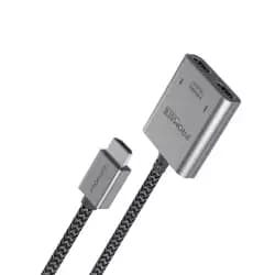 كابل مقسم بروميت HDMI، محول HDMI بدقة Ultra HD 4k 60Hz مع منفذين HDMI، تصميم مدمج وكابل مغطى بالنايلون بطول 100 سم لأجهزة ماك بوك برو، ماك بوك اير، PS5، MediaSplit-H2