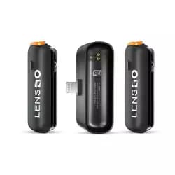 ميكروفون لاسلكي صغير LENSGO 518C، نظام 2.4GHz، عدد 2 مرسل و1 مستقبل، ميكروفون لافالير للهواتف والكاميرات وفلوج ويوتيوب (اسود-2)