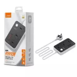 مشترك كهرباء LDNIO بـ 3 منافذ + 3 منافذ شحن USB موديل SC3412
