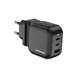 شاحن هاتف وتابلت ROCKROSE RRTC07 POWERCUBE III G65 بقدرة 66 وات بـ 3 منافذ - أسود