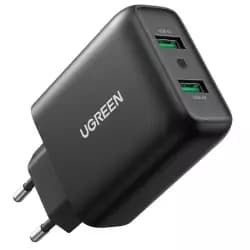شاحن يوجرين 36W بمنفذين USB سريع - أسود موديل: CD161 (10216)