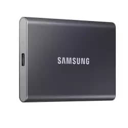 هارد سامسونج T7 محمول SSD سعة 1TB، سرعة تصل إلى 1050MB/s، منفذ USB 3.2 Gen2، للجيمنج والمحترفين، هارد خارجي (MU-PC1T0R/AM)، رمادي