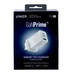 شاحن انكر 735 GaNPrime 65W بـ 3 منافذ (2 USBC و 1 USB A) ابيض (A26682B1)