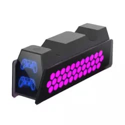 شاحن مزدوج DOBE ليد تحكم بلايستيشن 5 - بإضاءة RGB