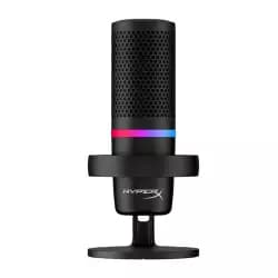 ميكروفون كوندنسر هايبر اكس DuoCast بإضاءة RGB ومنفذ USB للكمبيوتر، بلايستيشن 5، بلايستيشن 4، ماك، حامل صدمات منخفض، نمط قلبي، متعدد الاتجاهات، فلتر بوب، أسود، 4P5E2AA