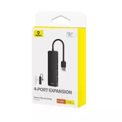 بيسوس موزع 4 منافذ UltraJoy Series Lite طول 100 سم – أسود – USB-A إلى 4 منافذ USB3.0