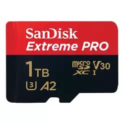 كارت ذاكرة سانديسك 1TB Extreme Pro microSD UHS-I للفيديو 4K، سرعة قراءة 200MB/s، سرعة كتابة 140MB/s - SDSQXCD 1T00 GN6MA، أحمر/أسود