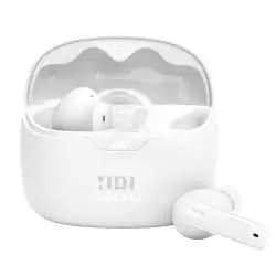 سماعة أذن JBL Tune Beam لاسلكية بالكامل بخاصية عزل الضوضاء (أبيض)