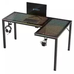 يوريكا ايرجونوميك مكتب جيمنج RGB على شكل حرف L مقاس 60 بوصة