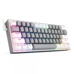 كيبورد ميكانيكال لاسلكي Redragon FIZZ PRO K616-RGB - 60% - سويتش أحمر - USB-C - رمادي/أبيض