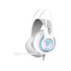 سماعة جيمنج FANTECH HG20 CHIEF II فوق الأذن بإضاءة LED و2 جاك للكمبيوتر المنزلي - أبيض