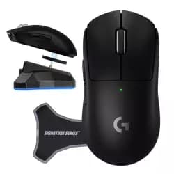 ماوس جيمنج لاسلكي لوجيتك PRO X Superlight 2 مع قاعدة شحن Signature Series - أسود