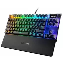 كيبورد جيمنج ميكانيكي SteelSeries Apex 7 TKL مدمج، شاشة ذكية OLED، مفاتيح Linear Red هادئة، إضاءة RGB، تخطيط إنجليزي، أسود | 64646