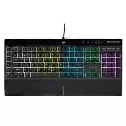 كيبورد جيمنج ميكانيكي سلكي كورسير K55 RGB PRO - مقاوم للغبار والسوائل IP42 - 6 مفاتيح ماكرو - متوافق مع iCUE - لون أسود
