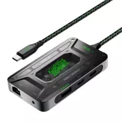 محول Piva DS7 PRO بمنفذ Type C و 7 منافذ مع كابل إضافي لعرض الشاشة