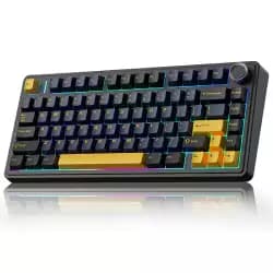 AULA F75 75% Wireless Mechanical Keyboard, Hot Swappable, Pre-Lubricated Gray Wood Switches, RGB Backlit Gaming Keyboard