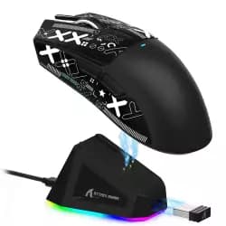 ماوس جيمنج خفيف الوزن ATTACK SHARK X11، اتصال ثلاثي الأوضاع، قاعدة شحن RGB، دقة 22K DPI، مستشعر بصري PAW3311 (أسود)