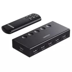 سويتش يوجرين HDMI بـ 5 مداخل ومخرج واحد بدقة 4K@60Hz، سبلتر HDMI مع ريموت كنترول، صندوق اختيار 5 منافذ يدعم 3D CEC HDR HDCP2.2 متوافق مع PS5/4/3 واكس بوكس و Nintendo Switch و Roku وتلفزيون و Fire Stick أسود 90512