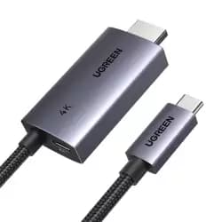 كابل UGREEN 4K@60Hz أحادي الاتجاه من USB-C إلى HDMI بطول 2 متر مع محول شحن سريع 100W PD 2 في 1 متوافق مع ايفون 16 برو ماكس، ستيم ديك، ماك بوك، ايباد، جالكسي S24، XPS (55330)