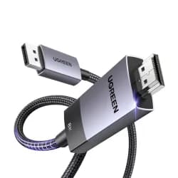 كابل UGREEN من DisplayPort إلى HDMI أحادي الاتجاه بدقة 8K@60Hz و 4K@120Hz - يدعم HDR، دولبي، HDCP2.3، بطول 2 متر - موديل 80397