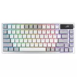 كيبورد جيمنج اسوس ROG Azoth 75 DIY Custom RGB, OLED Display, Tri-mode Connection, Hot-Swappable ROG NX Red Switches & Keyboard Stabilizers, ABS Keycaps, ENG-ARAB Layout, White | 90MP031A-BKCA10