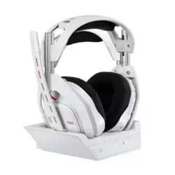 لوجيتك G Astro A50 سماعة جيمنج لاسلكية متعددة المنصات + قاعدة شحن لـ PS5، Xbox، PC: نظام PLAYSYNC، بطارية 24 ساعة، 2.4GHz وبلوتوث - أبيض