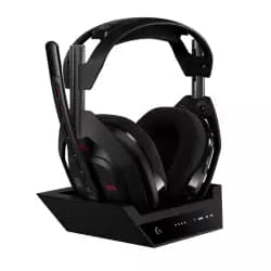 لوجيتك G Astro A50 سماعة جيمنج لاسلكية متعددة المنصات + قاعدة شحن لـ PS5، Xbox، PC: نظام PLAYSYNC، بطارية 24 ساعة، 2.4GHz وبلوتوث - أسود