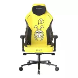 كرسي جيمنج DXRacer Craft Dinorabbit، دعم قطني مدمج 2D، مساند ذراع 4D، هيدروليك فئة 4، دعم إمالة الظهر 90 درجة ~ 135 درجة، مقاس كبير، أصفر / أسود | GC/LCF23LTA/DINORABB