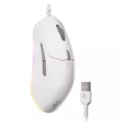 ماوس ستيل سيريز Rival 3 Gen 2 للألعاب - حساس بصري 8500 DPI TrueMove Core، متانة 60 مليون نقرة، زمن استجابة منخفض، وزن خفيف 77 جرام، قواعد PTFE 100%، إضاءة RGB - أبيض
