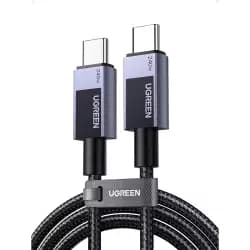 كابل شحن سريع يو جرين L513 USB-C إلى USB-C بقدرة PD بطول 2 متر، رمادي - P/N 45068