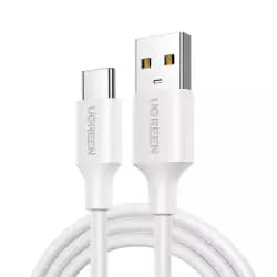 كابل UGREEN USB 2.0 ذكر إلى USB-C ذكر - طول 2 متر (موديل 60123) - شحن سريع وسرعة نقل بيانات 480Mbps - أبيض