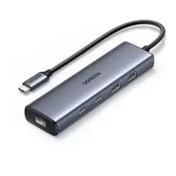 هاب UGREEN 45320 CM512 بمنفذ 6 في 1 USB-C بسرعة 10Gbps - رمادي