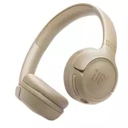 سماعة رأس لاسلكية JBL Tune 530 BT توضع فوق الأذن مع صوت Pure Bass، بلوتوث 6.0، تصميم قابل للطي، بطارية 76 ساعة، بيج (مفتوحة العلبة)