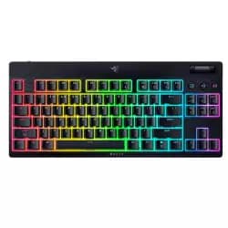 كيبورد ريزر BlackWidow V4 Low-Profile Tenkeyless HyperSpeed ميكانيكي جيمنج، تخطيط إنجليزي، معدل استجابة 1000Hz، إضاءة Chroma RGB، سويتش Razer Green، ثلاثي الوضع، أسود | RZ03-05450500-R3M1