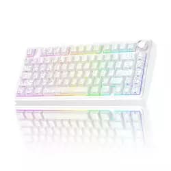 كيبورد ميكانيكي جيمنج لاسلكي AULA F75 بإضاءة RGB وسويتش Star Vector (سويتش SEIYA) أبيض