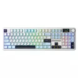 كيبورد ميكانيكي لاسلكي Aula F108 Pro - أزرق فاتح وأبيض وأسود مع سويتش بنفسجي