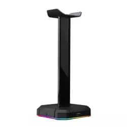 حامل سماعة ريدراجون Scepter X HA312 - موزع USB - توصيلات 3.5mm - إضاءة RGB بـ 10 تأثيرات - أسود