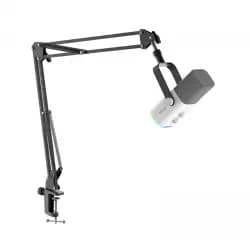 FIFINE AmpliGame AM8T USB/XLR Dynamic Microphone Kit with Boom Arm Stand - White