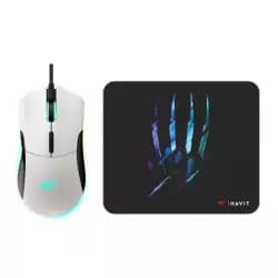 Havit Gamenote MS1037CM RGB LED Macro 7200Dpi Gaming Mouse + Mouse Pad - White/ Balck