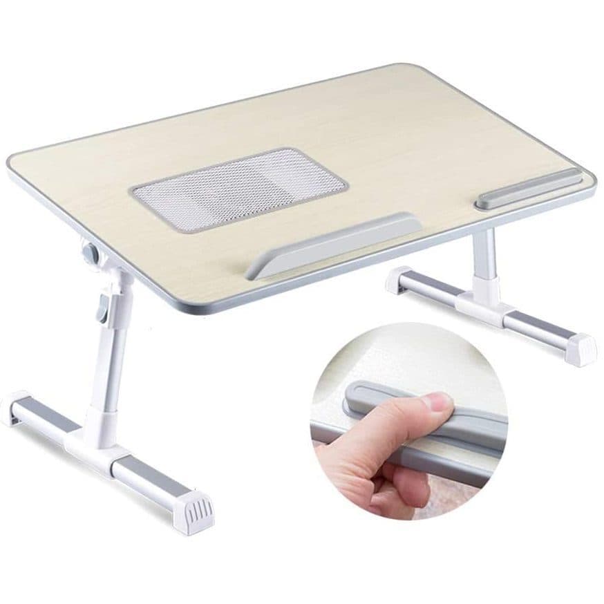 Laptop Foldable Stand Desk Table with USB Cooling Fans -Multi High Levels | Beige