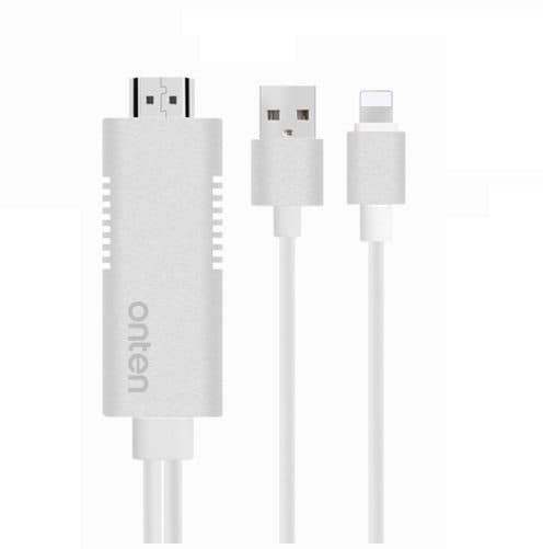 Onten Lightning Digital AV Cable To HDMI Full HDTV Cable For iPhone / iPad – White