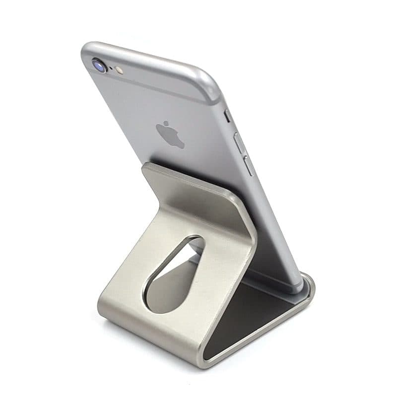 Mobile Desktop Stand – Solid Aluminum Holder For Mobile & Tablet UP To 8 inch | Silver