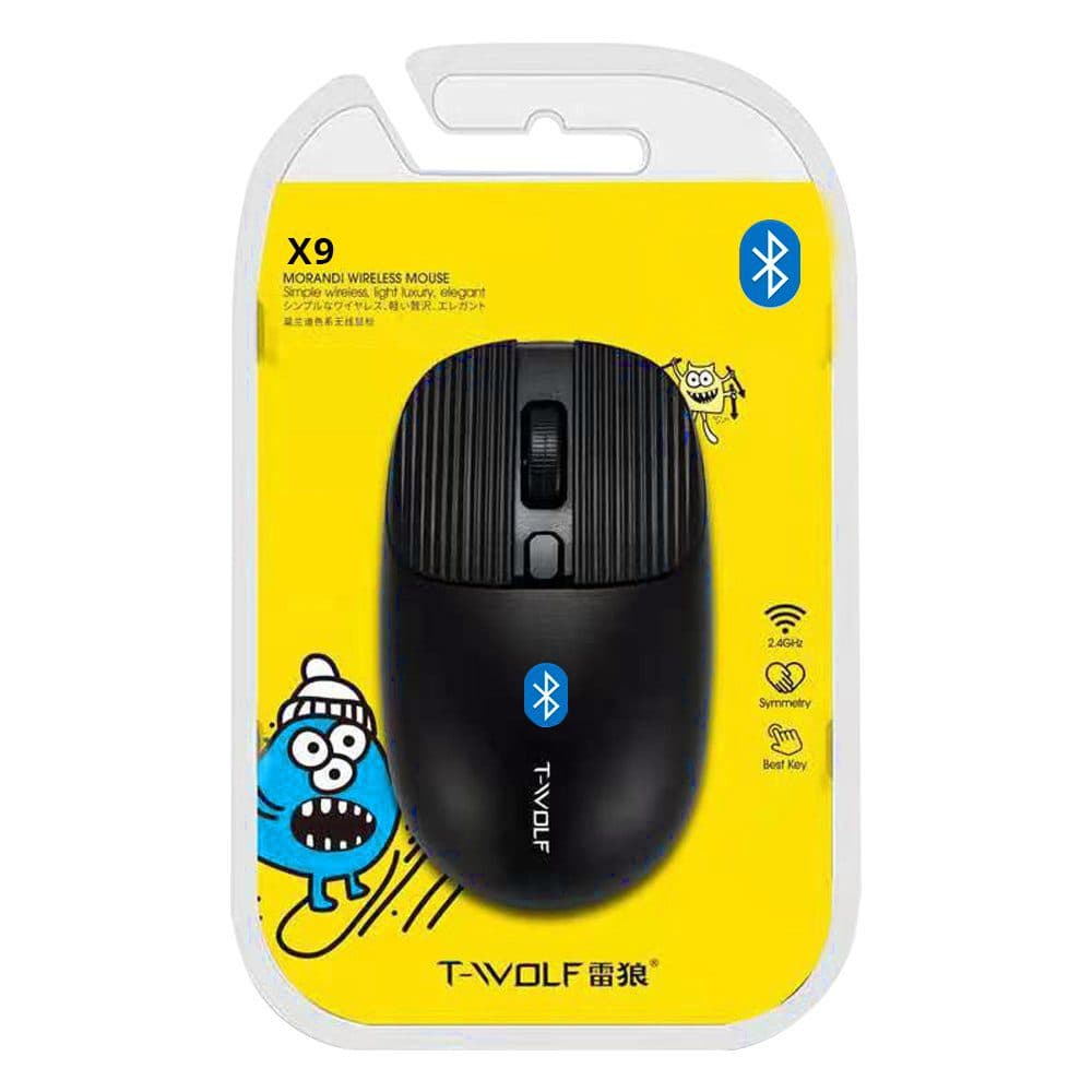 T-WOLF X9 Bluetooth Mouse -1600DPI 4 Buttons – 5.2BT 10m Range | Black